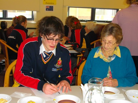 Andrew Kerr Aged Care residents and Year 9 students from The Peninsula School