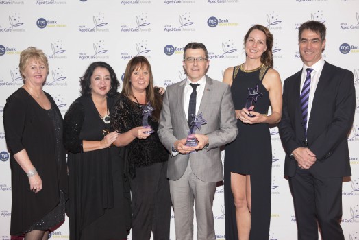 All winners_HESTA CEO Anne-Marie Corboy_ME Bank CEO Jamie McPhee_MC Wendy Harman