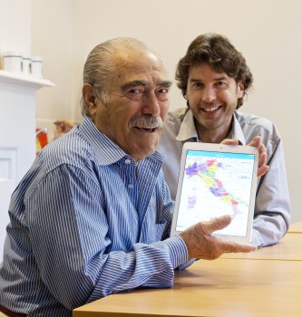 Theodore Sabatini, assisted by Resthaven Western Community Services Manager,  Franco Parenti, to use the ‘Ciao’ Appl