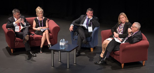 Talking aged care reform L-R: Greg Pullen, Michele Lewis, Trevor Carr, Bronwyn Beadle and Neil Stubbs