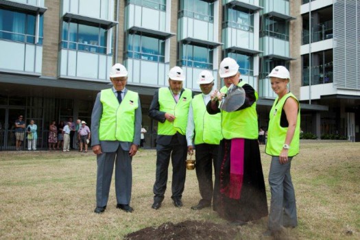 Don Neander, chairman Southern Cross Care Qld, Peter Bell, CEO Southern Cross Care Qld, Father Joseph Thottankara, Councillor Krista Adams