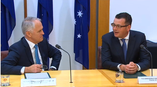 Prime Minister Malcolm Turnbull and Victorian Premier Daniel Andrews yesterday