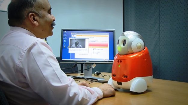 La Trobe University Professor Rajiv Khosla with Matilda