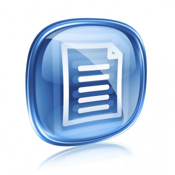 Document icon blue glass, isolated on white background