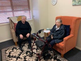 RFBI Kerrie, family member, visiting Lena, resident at RFBI Goulburn Masonic Village