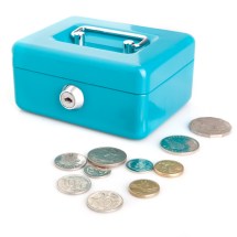 Locked cash box with Australian coins