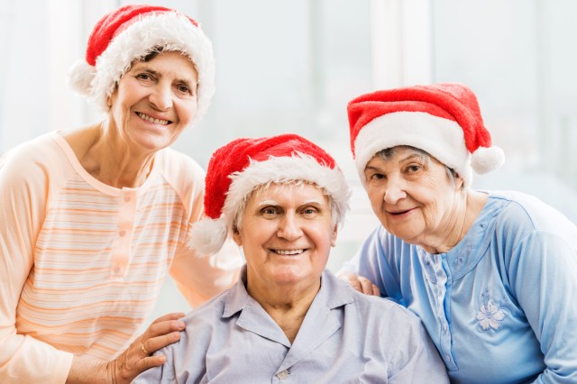 Senior people celebrating Christmas.