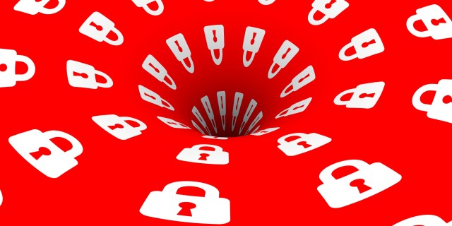 Padlock Symbol flows into a bottomless funnel