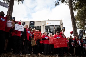 Bolton Clarke stop work rally