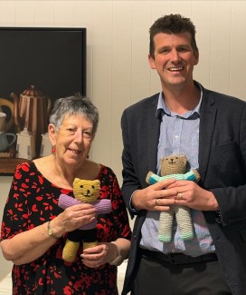 the Teddy Project founder, PVL resident Beverly, and the Leisure and Lifestyle Manager at PVL, Greg Patterson.