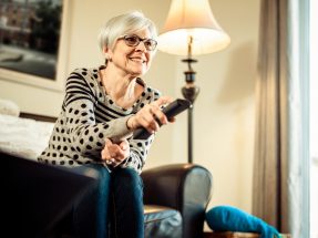 Screen time, Grandmother with remote control