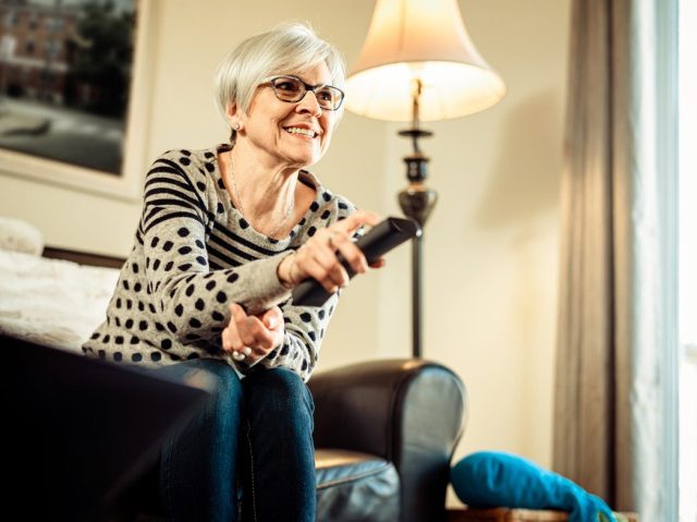 Screen time, Grandmother with remote control