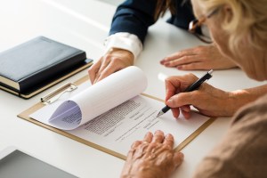 signing a document
